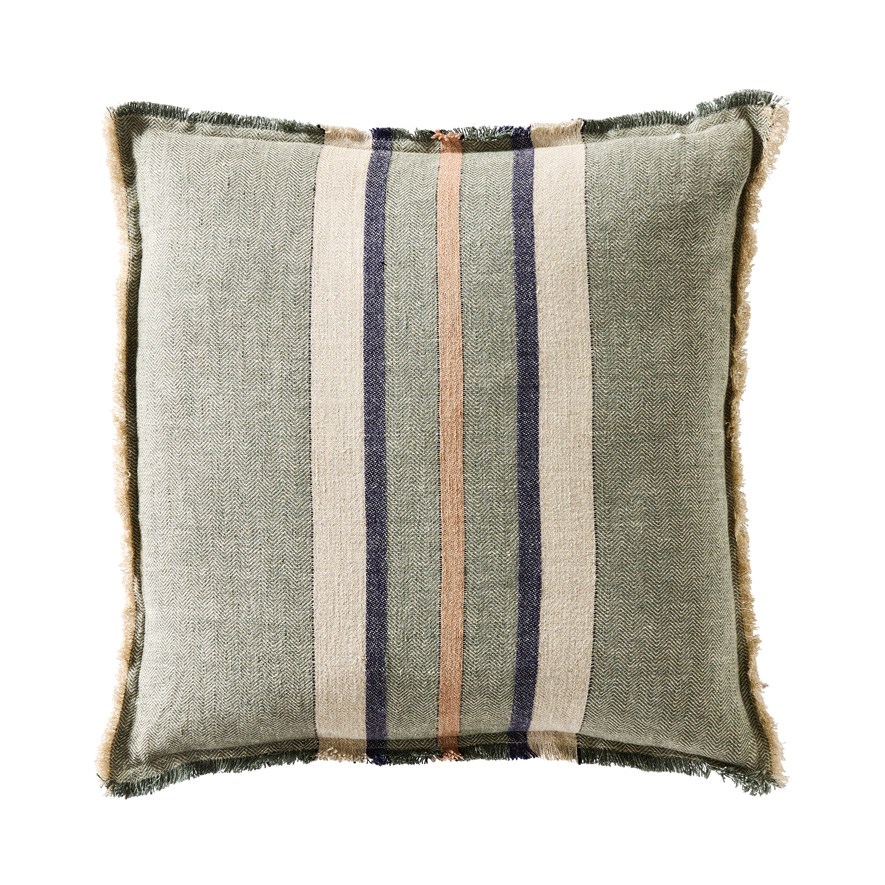 Indra Green Linen Cushion Adairs