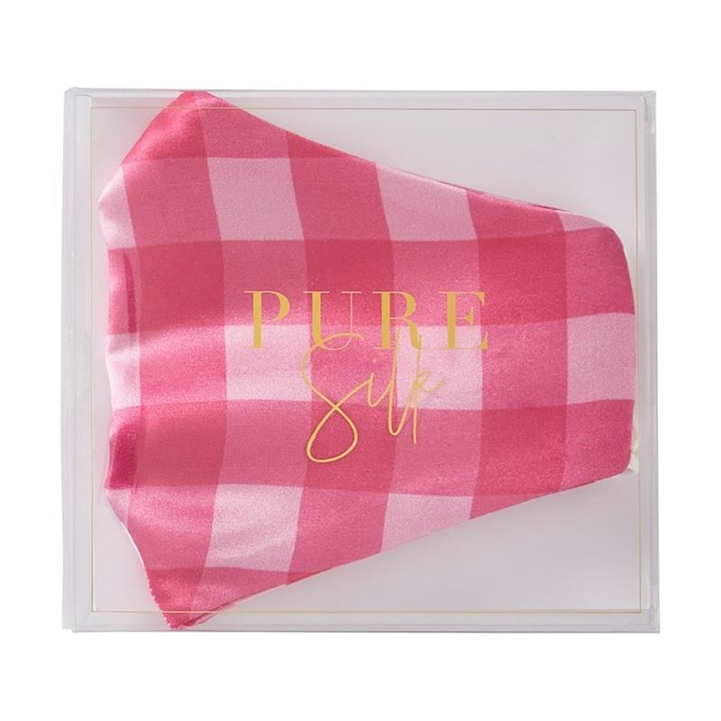 Pure Silk Brights Gingham Pink Face Mask