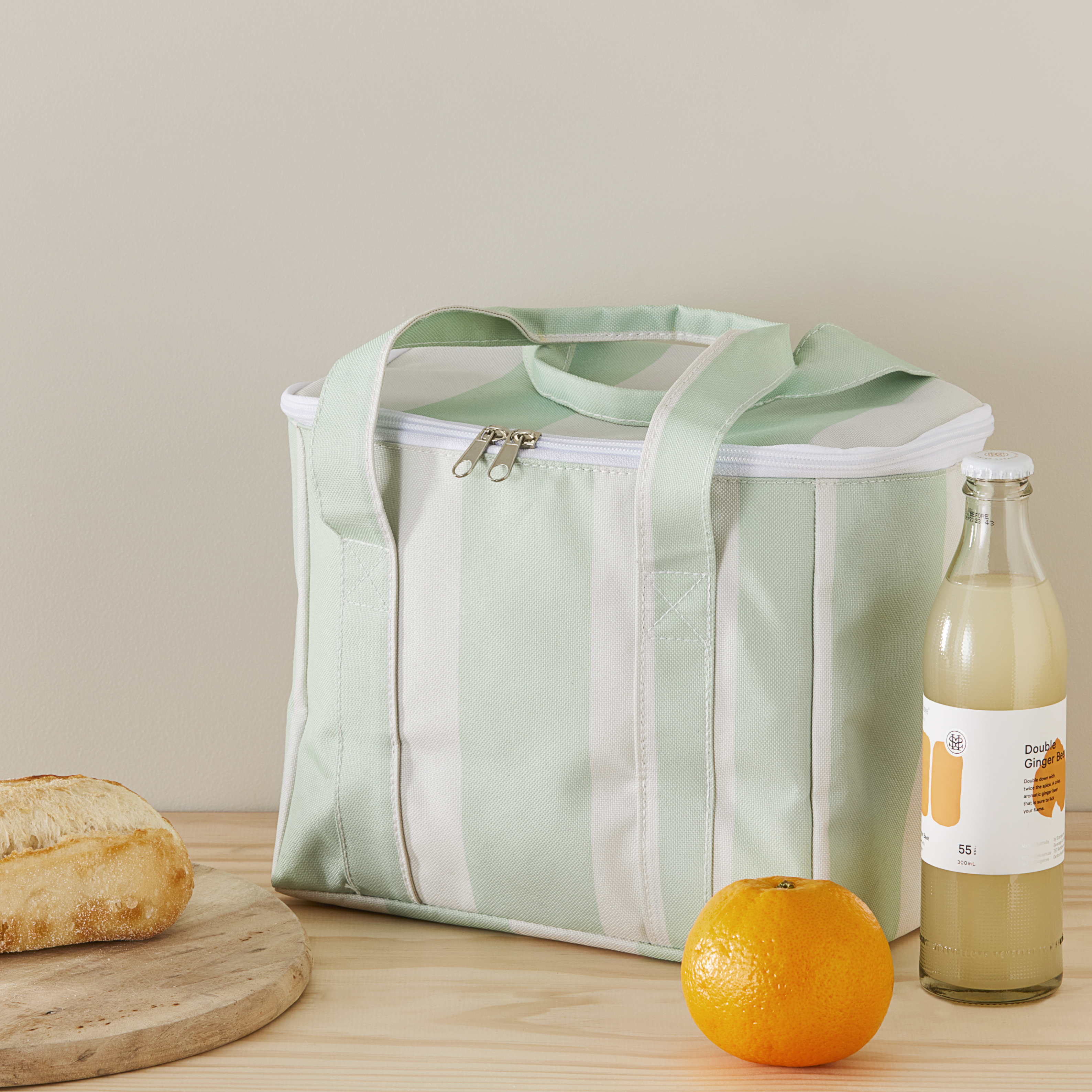 Capri Green Stripe Lunch Bag Adairs