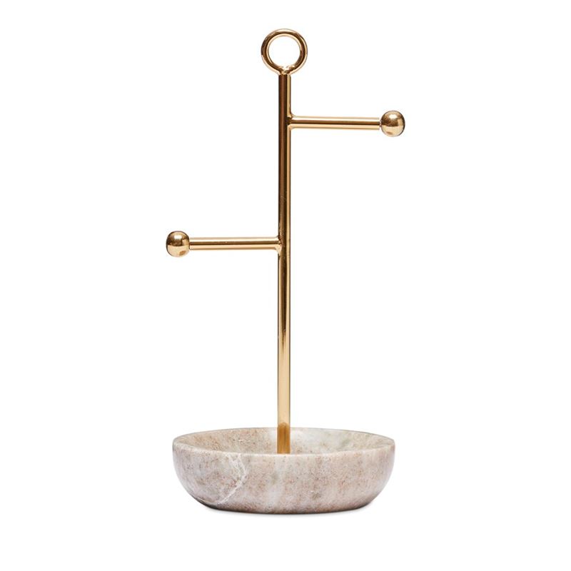 Marble Natural & Gold Jewellery Stand