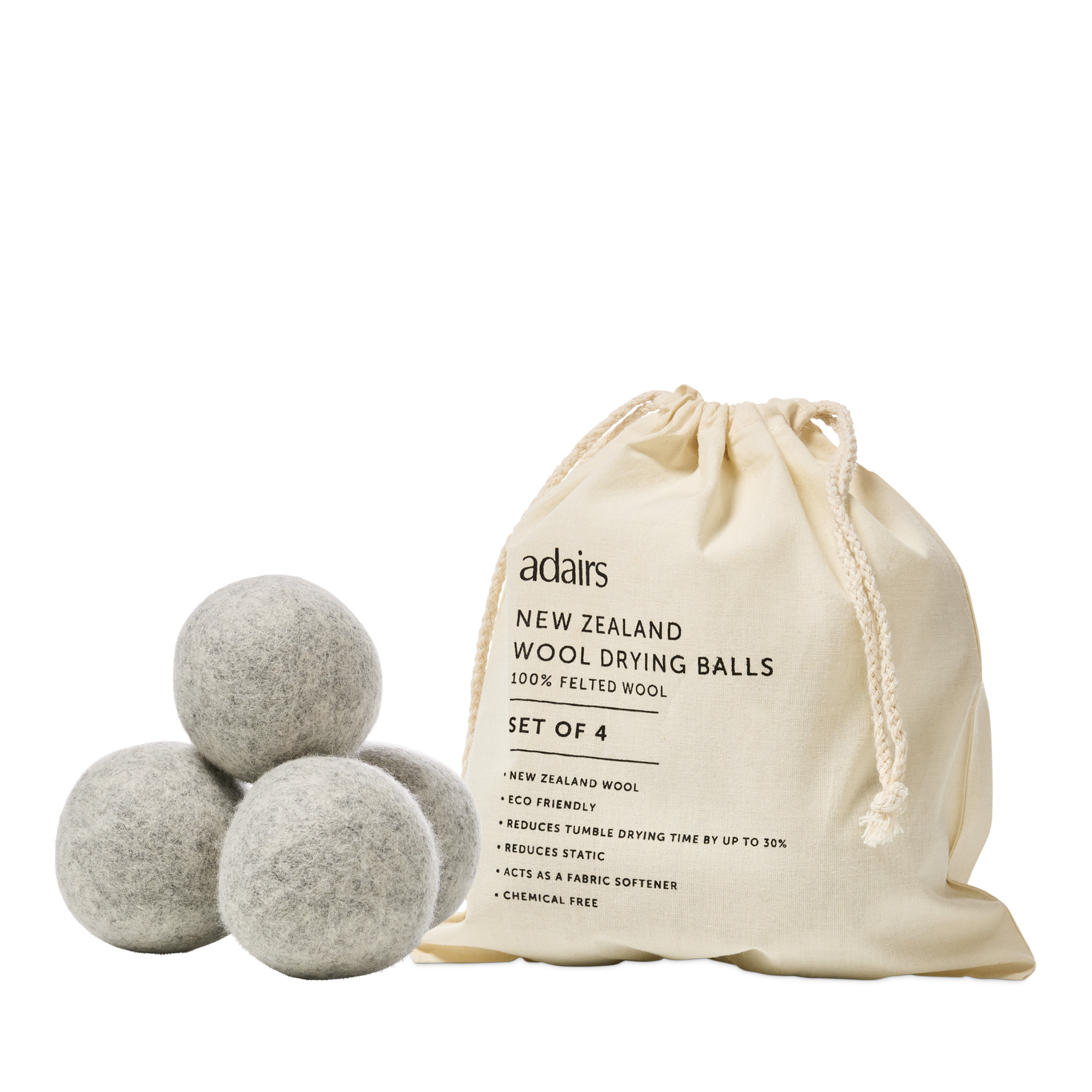 New Zealand Light Grey Marle Wool Drying Balls Adairs