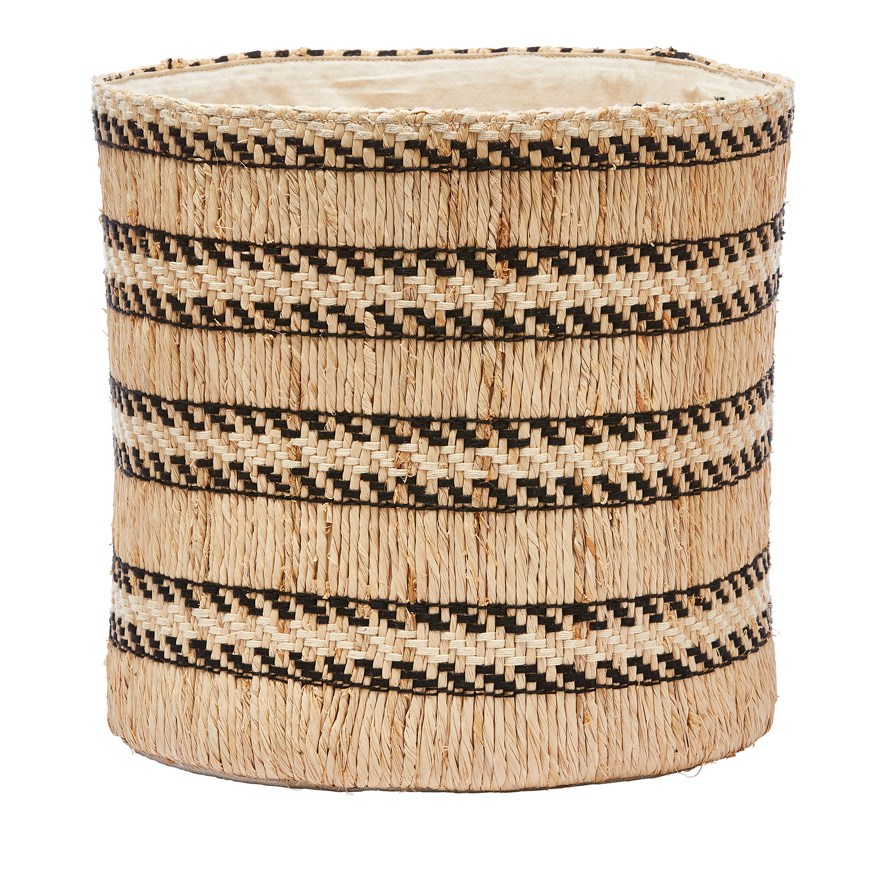 Kochi Natural & Black Check Basket Adairs