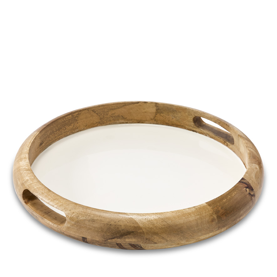 Blanco Natural & White Timber Curve Tray Adairs