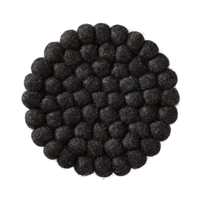 Heena Charcoal Wool Ball Trivet