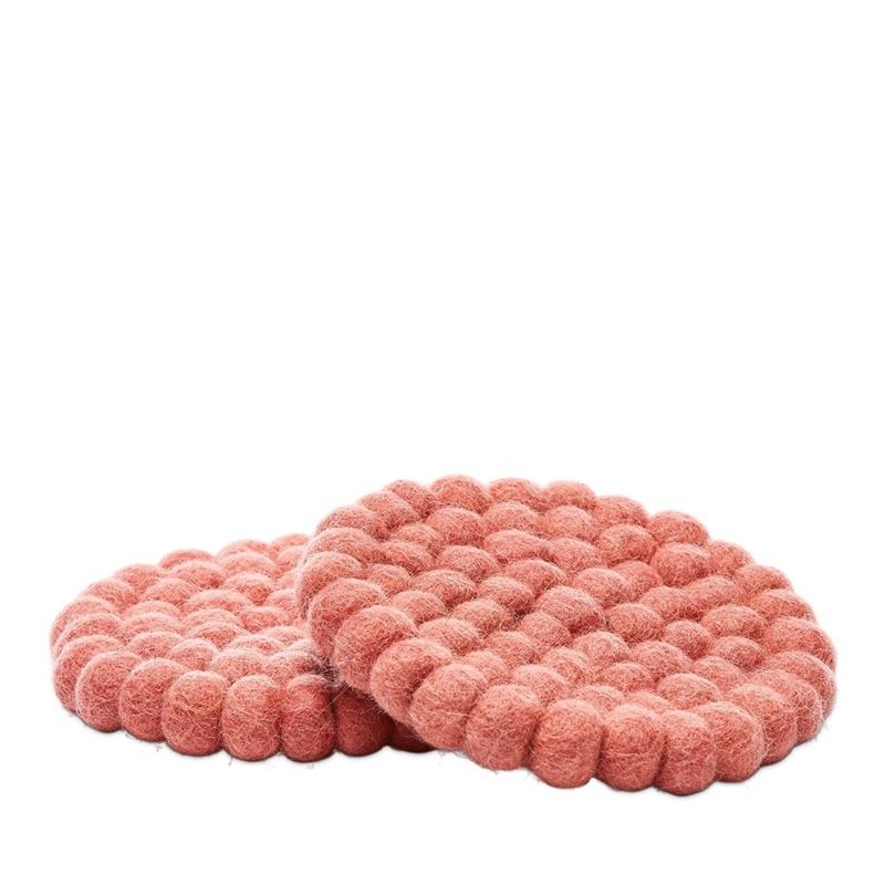 Heena Pink Wool Coasters Pack of 2