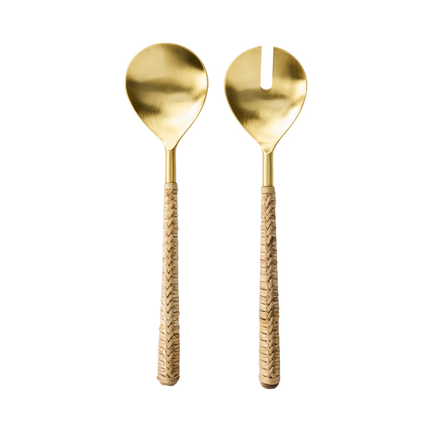 Soho Collection Natural Gold Salad Servers Adairs