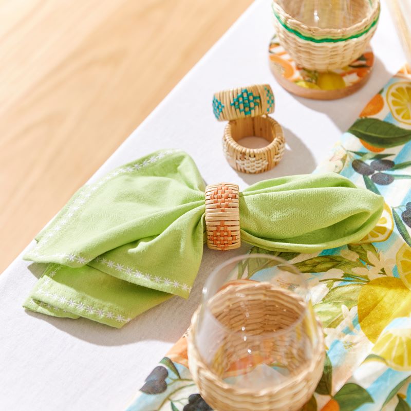 Tuscan Natural & Coral Napkin Ring Pack of 2 Adairs