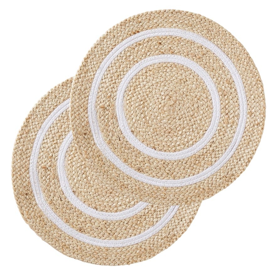 Tulum Natural & White Pack of 2 Placemats | Adairs