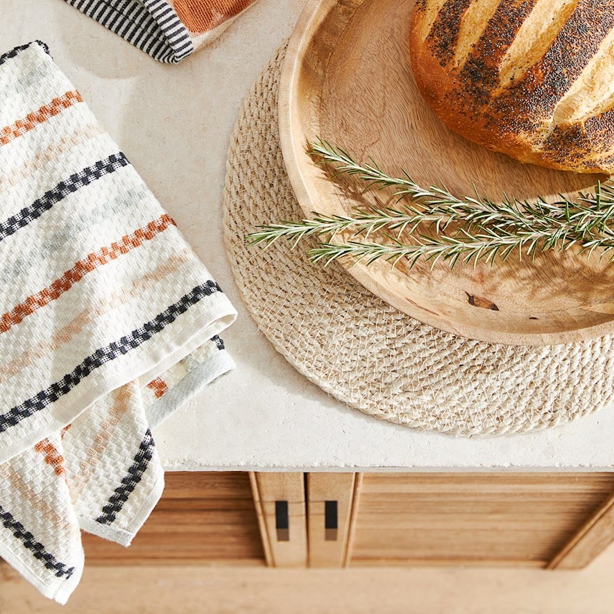 Mimi Blue Sand Cotton Bamboo Tea Towel Pack of 2 Adairs