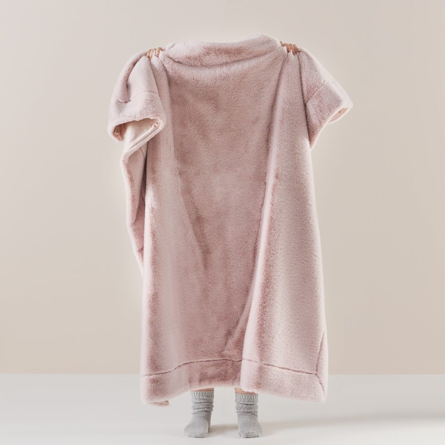 Astoria Dusty Pink Fur Throw Adairs