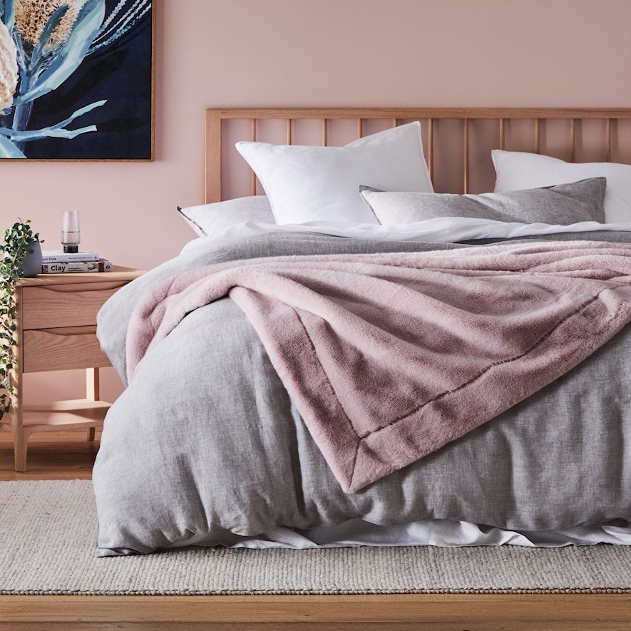 Astoria Dusty Pink Fur Throw Adairs
