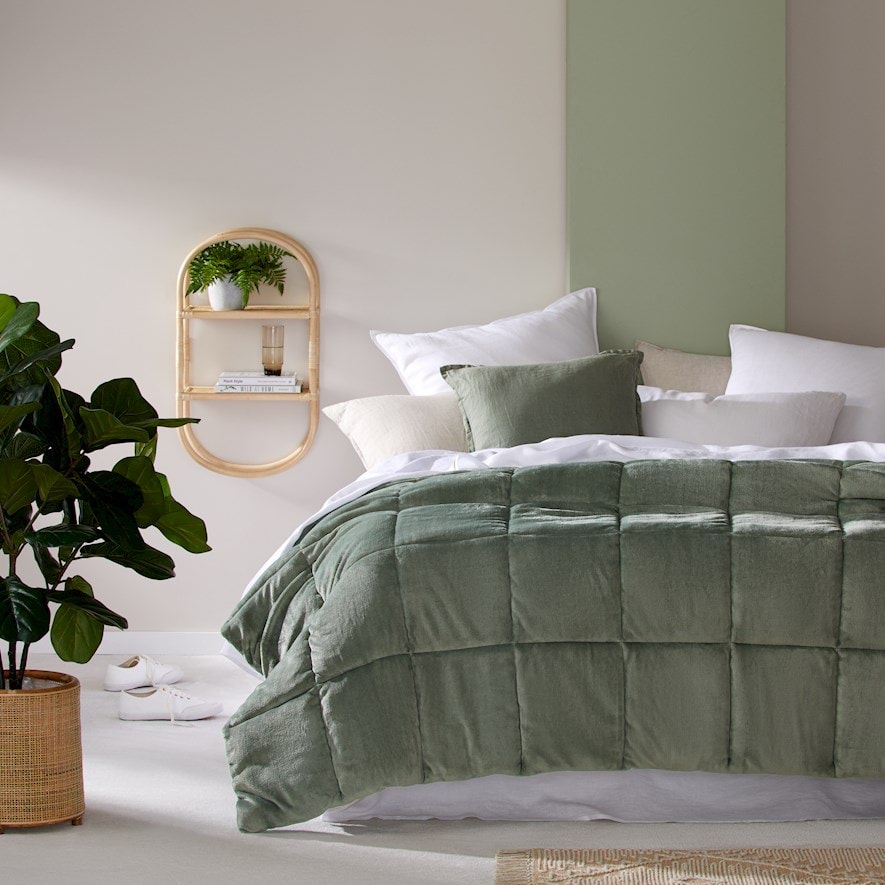 Plush Sage Quilted Blanket Adairs