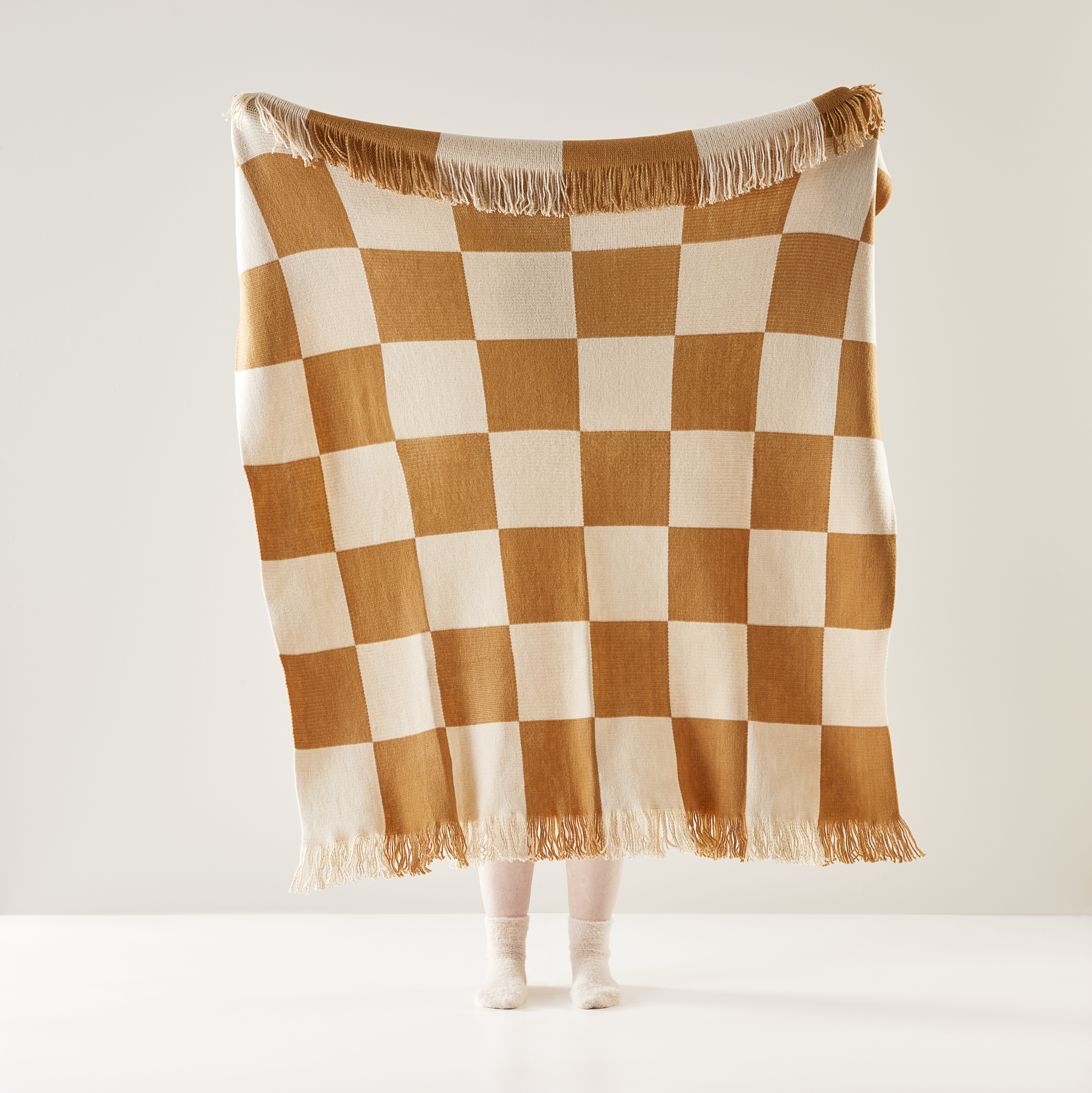 Evie Tan & Natural Check Throw | Adairs