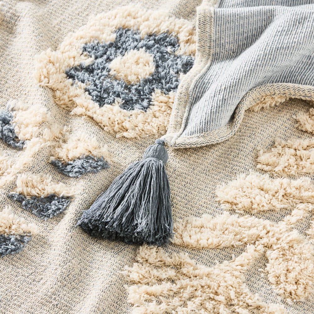 Kauai Blue Knitted Throw Homewares Adairs