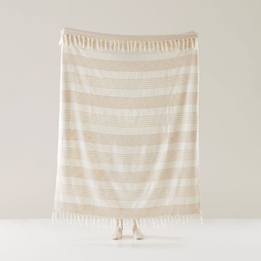 Argo Natural Stripe Throw Homewares Adairs
