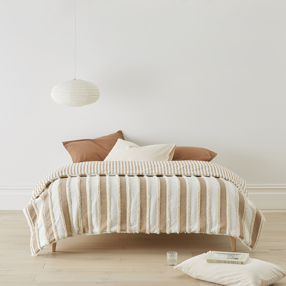 Ella Stripe Natural Tufted Blanket