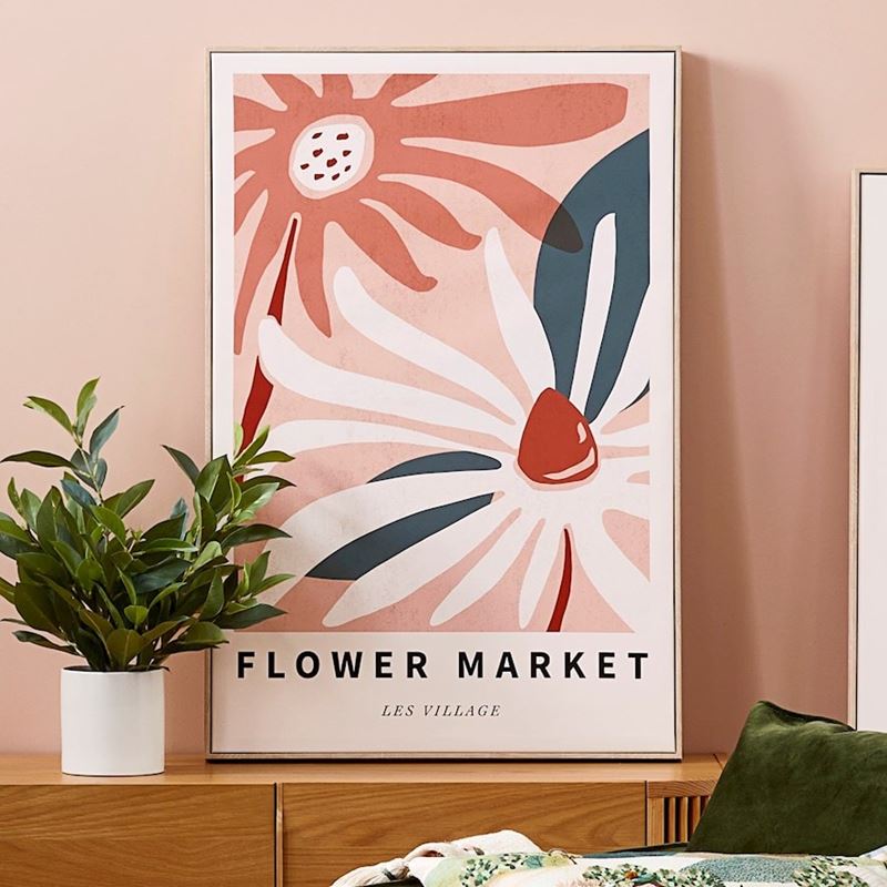Vintage Dusty Pink Flower Market Poster