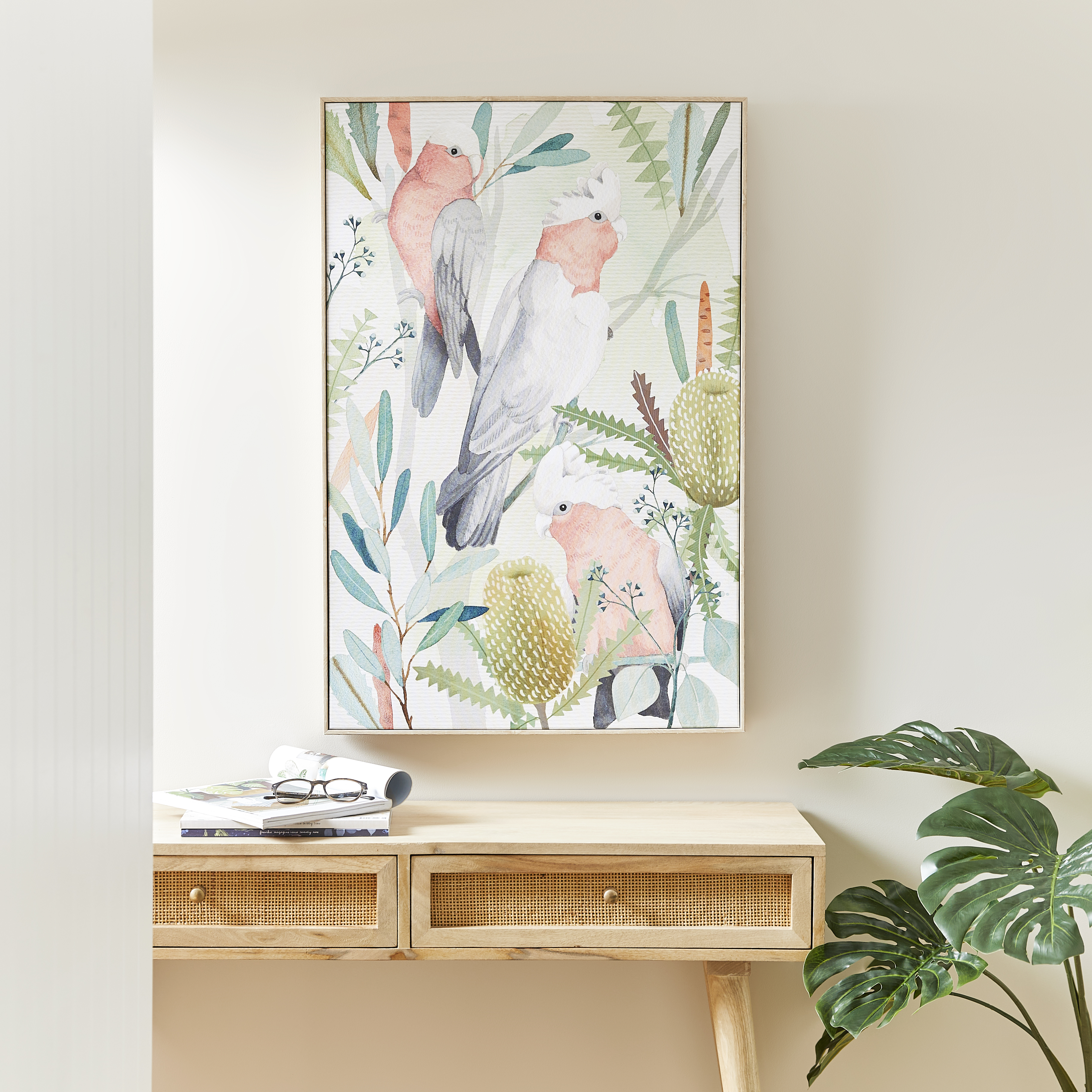 Native Bushland Pink Galah Canvas Adairs