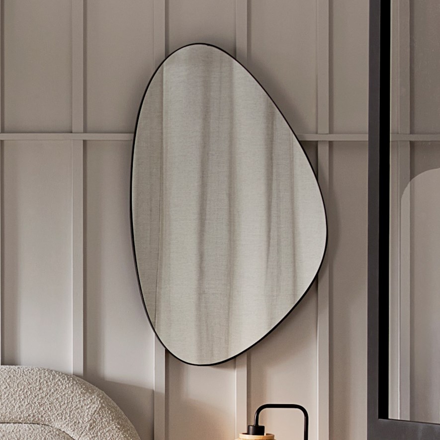 Pebble Black Large Mirror Adairs