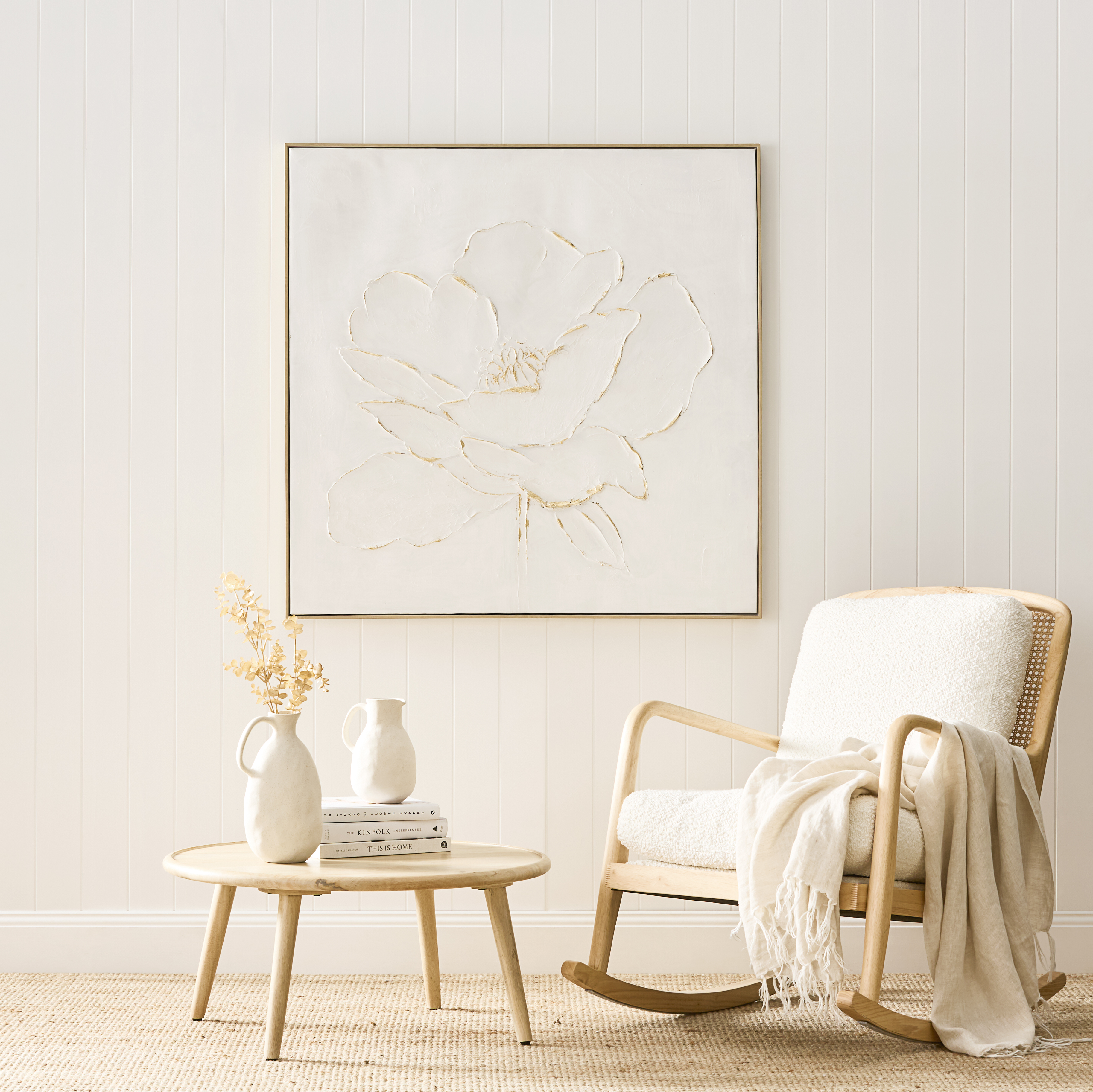 Moma White Flower Canvas Adairs