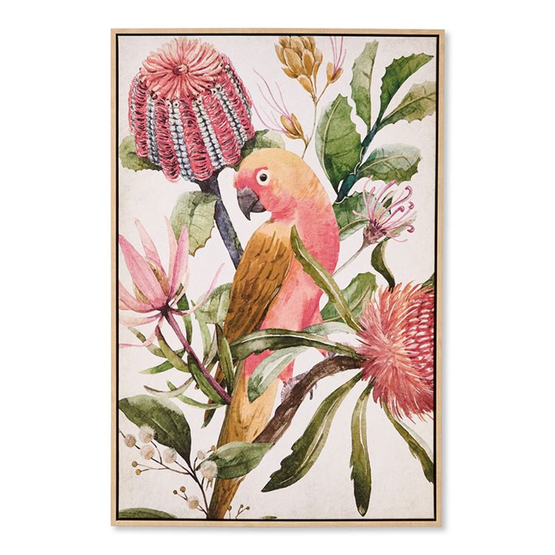 Flora & Fauna Peach Parrot Canvas