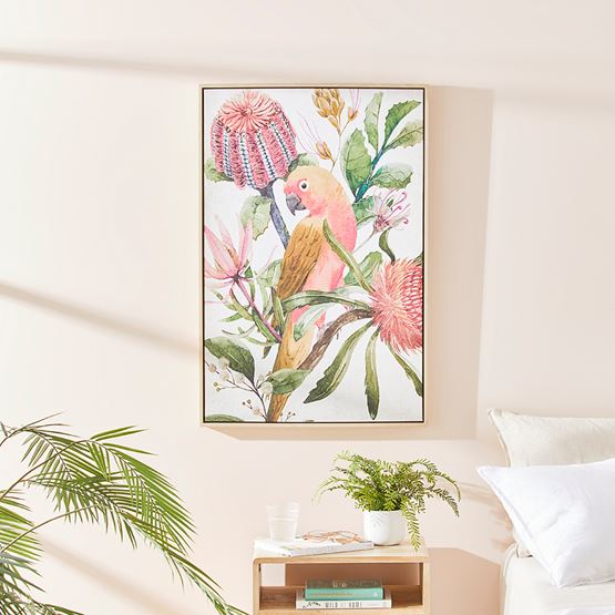 Flora & Fauna Peach Parrot Canvas