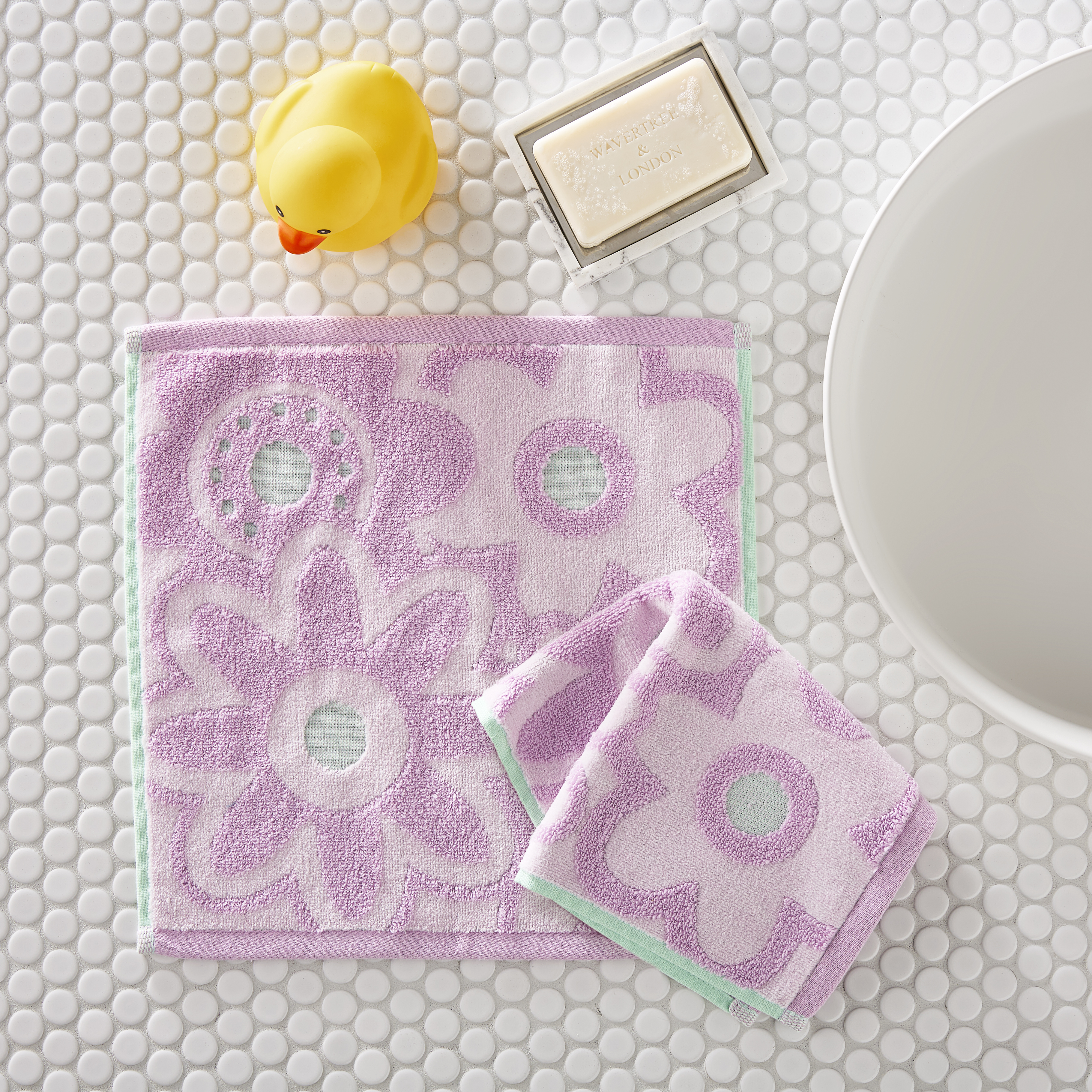 Adairs Kids - Poppy Floral Lilac & Mint Towel Range | Bathroom | Adairs