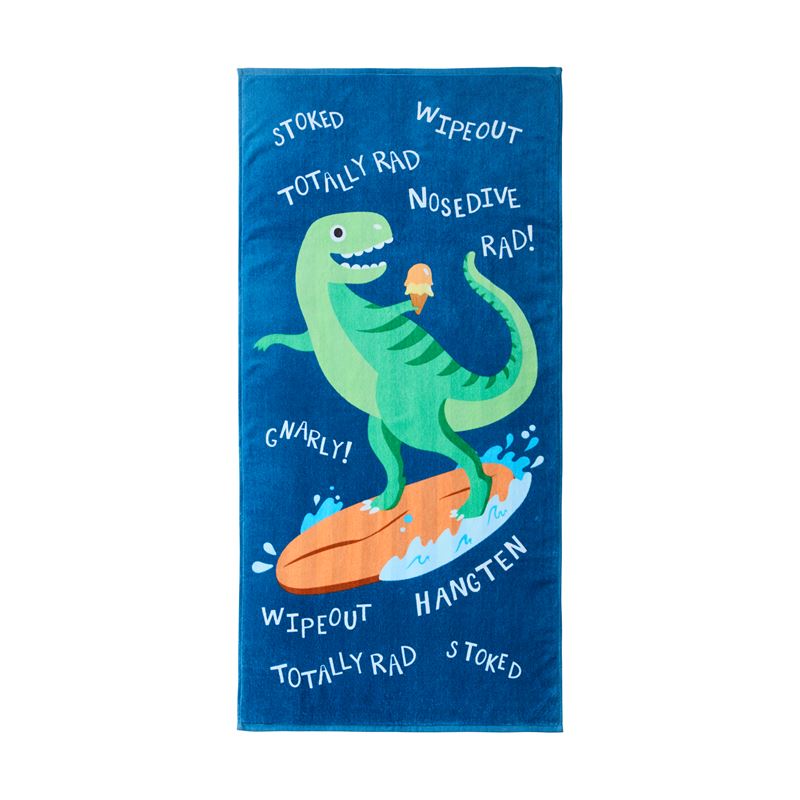 Kids Surfing T-Rex Beach Printed Towel