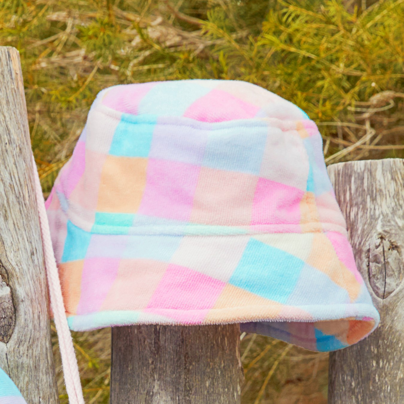 Beach Bucket Hat- Pink Minigingham main image 0