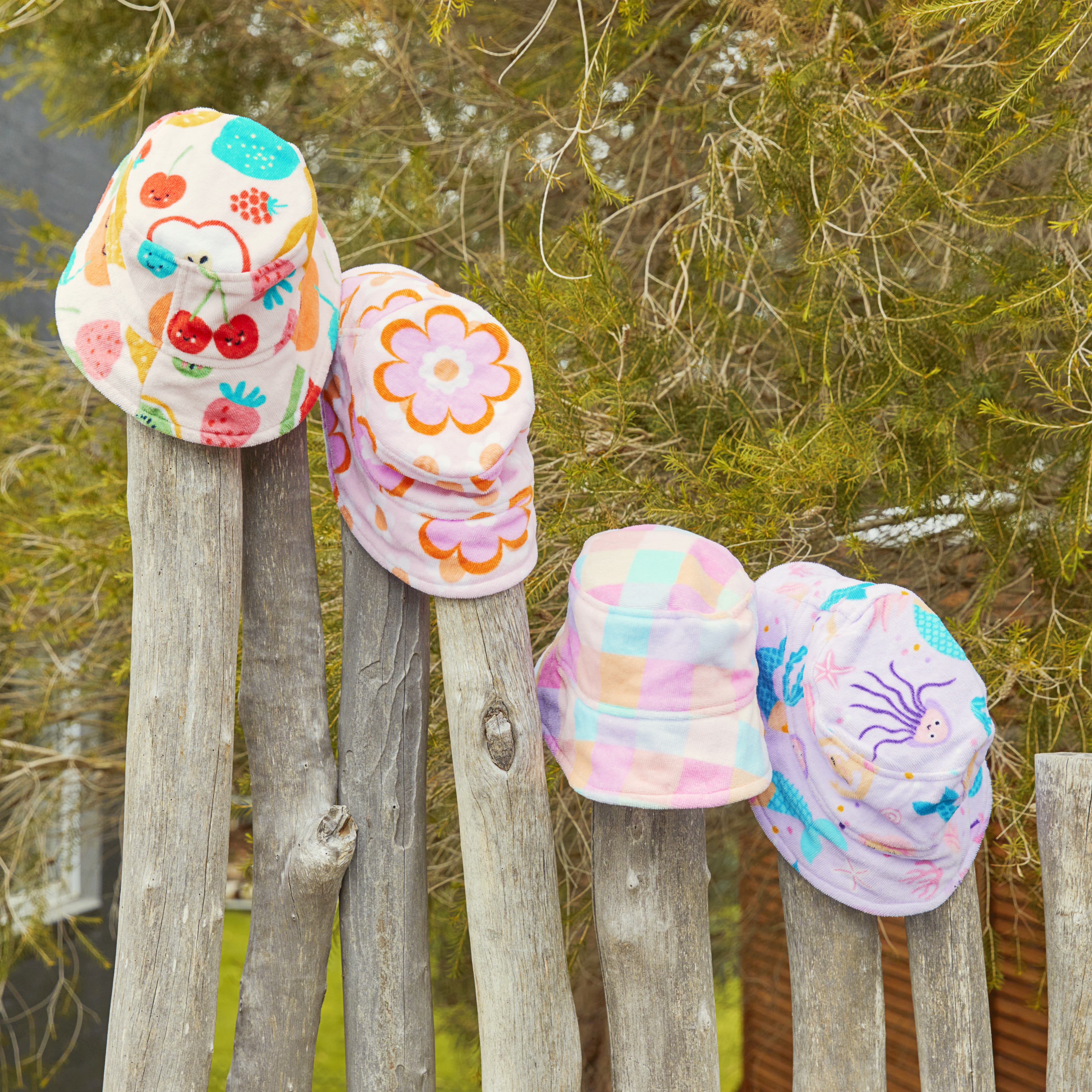 Beach Bucket Hat- Pink Minigingham main image 1