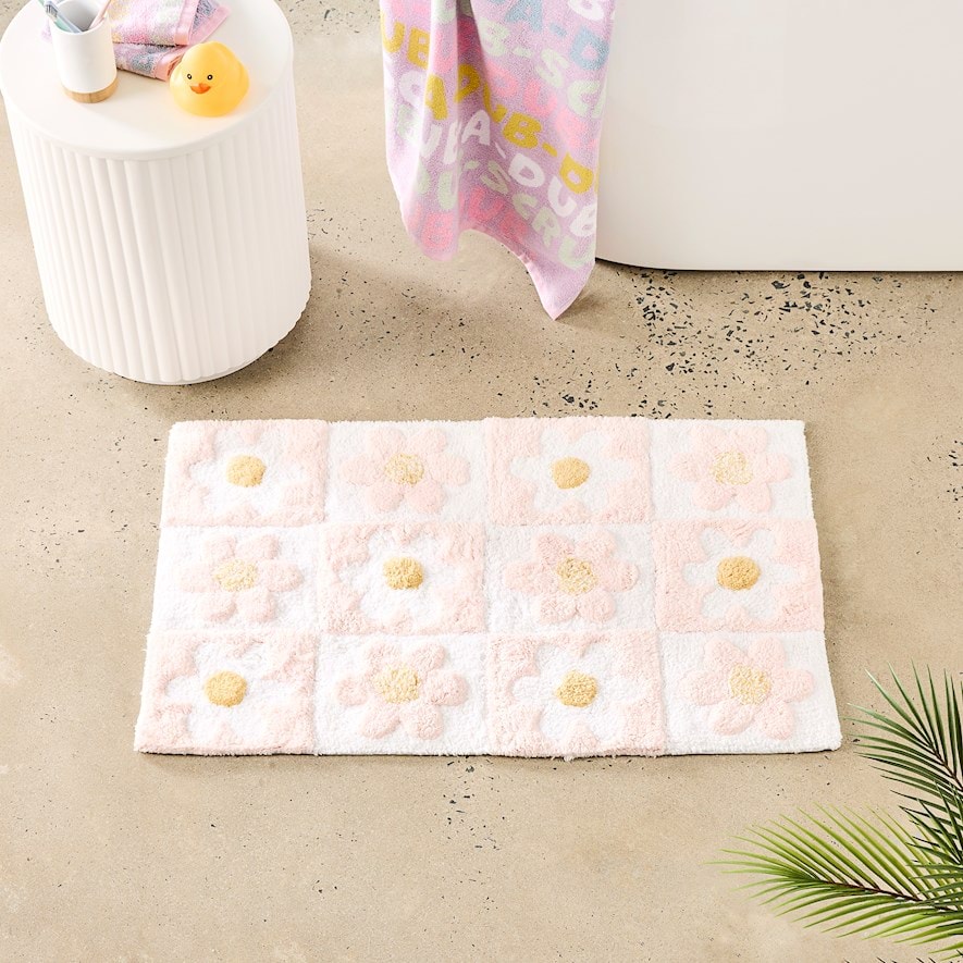 Adairs Kids - Pink Daisy Bath Mat | Bathroom | Adairs