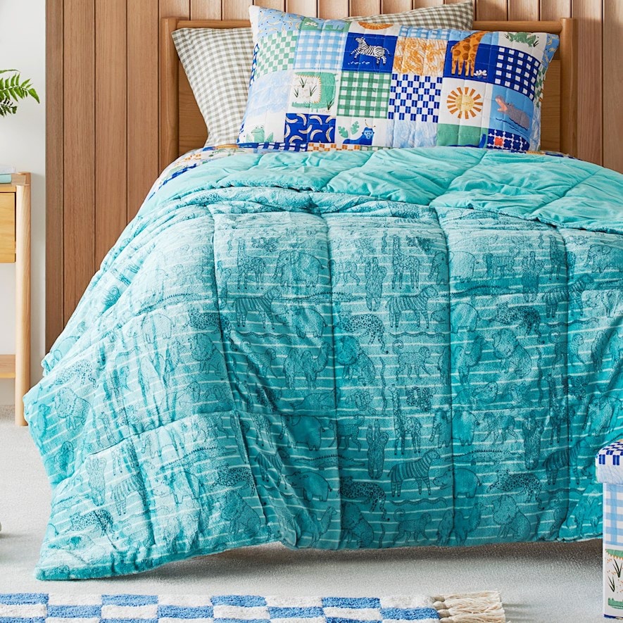 Adairs Kids Super Cuddly Green Wild World Blanket Adairs