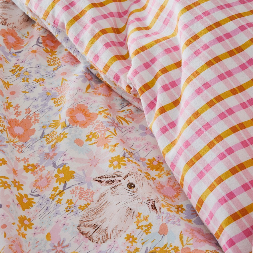 Adairs Kids Blossom Bunny Multi Flannelette Quilt Cover Set Adairs