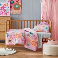 Poppy Floral Quilted Cot Quilt Cover Set