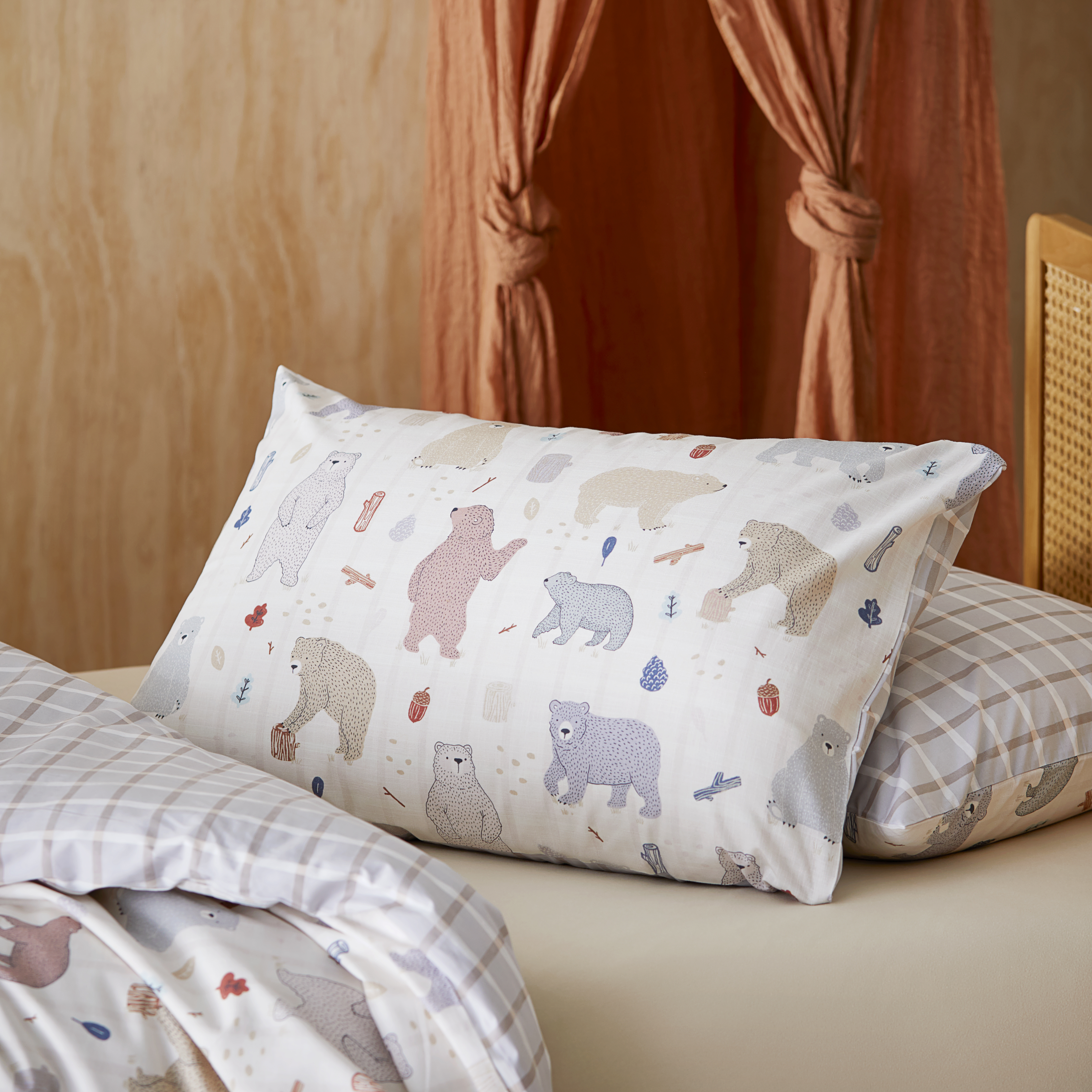 Adairs Kids Bear Cub Natural Quilt Cover Set Bedding Adairs