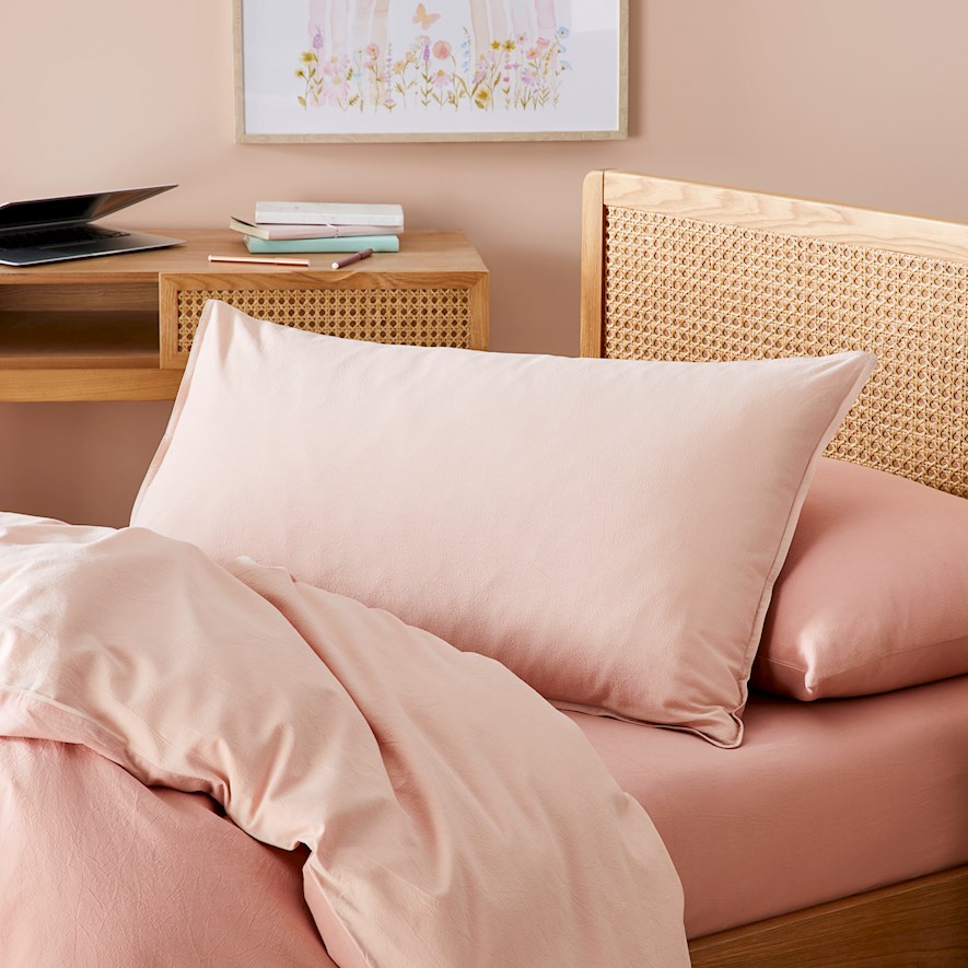 Adairs Kids Stonewashed Cotton Pink Sand Quilt Cover Set Adairs