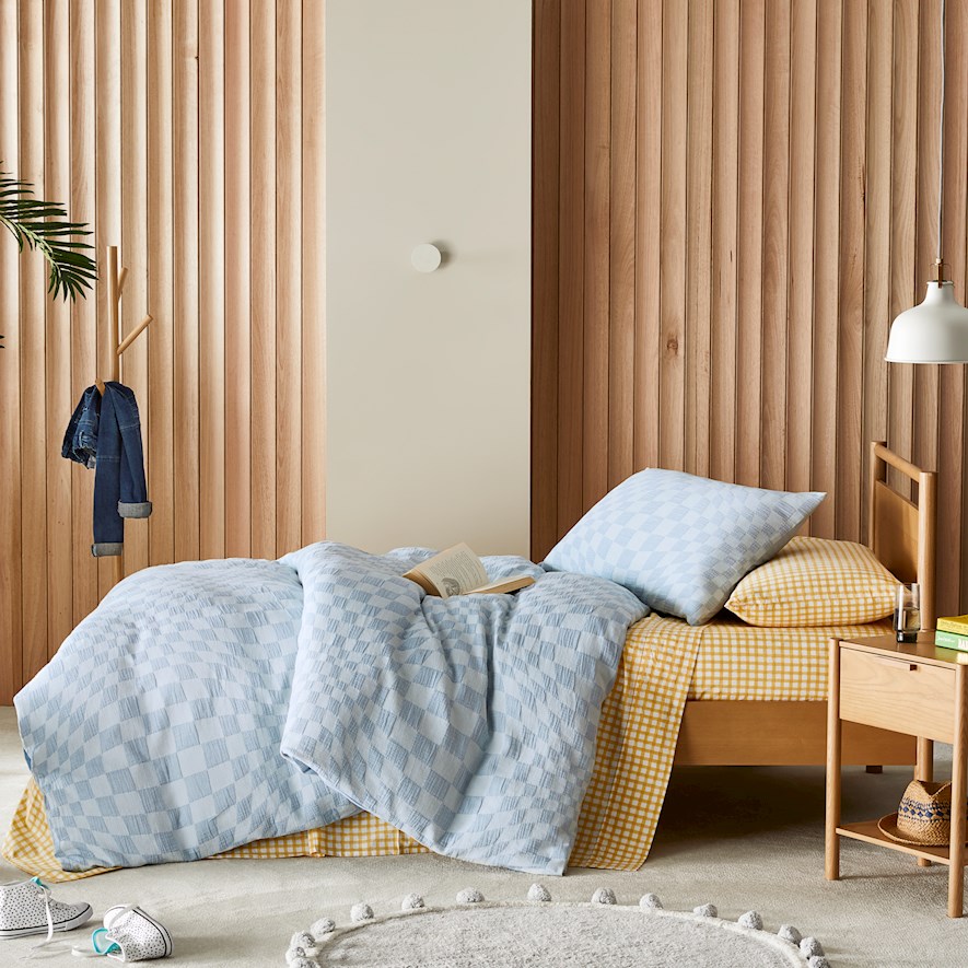 Adairs Kids Cisco Blue Jacquard Quilt Cover Set Adairs