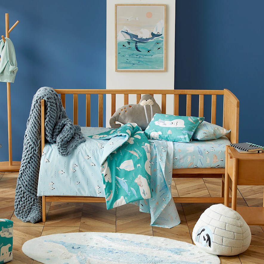 Adairs Kids Arctic Friends Sea Green Quilt Cover Set Adairs