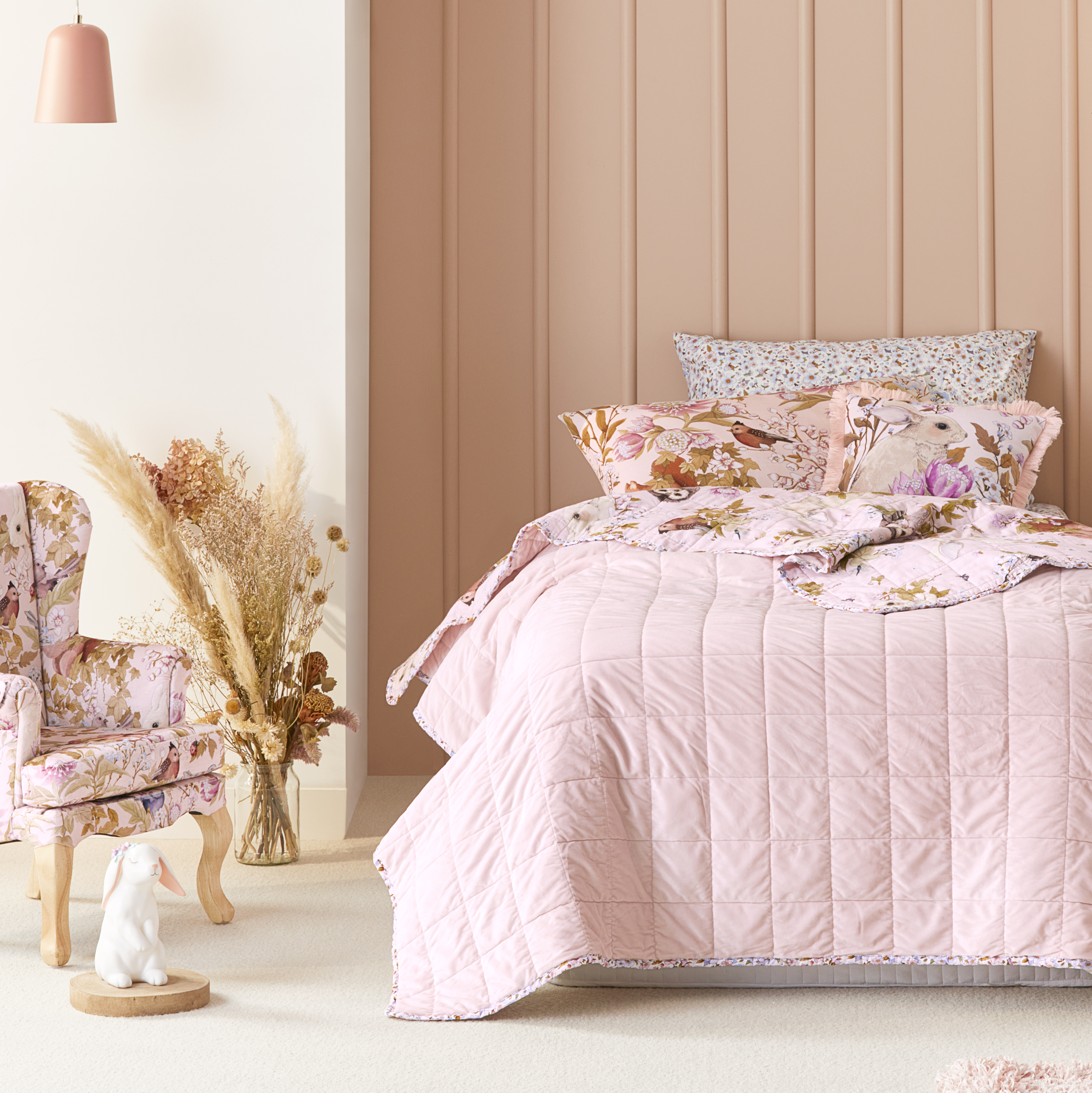 Adairs Kids Fleur Harris Pink Woodlands Coverlet Adairs