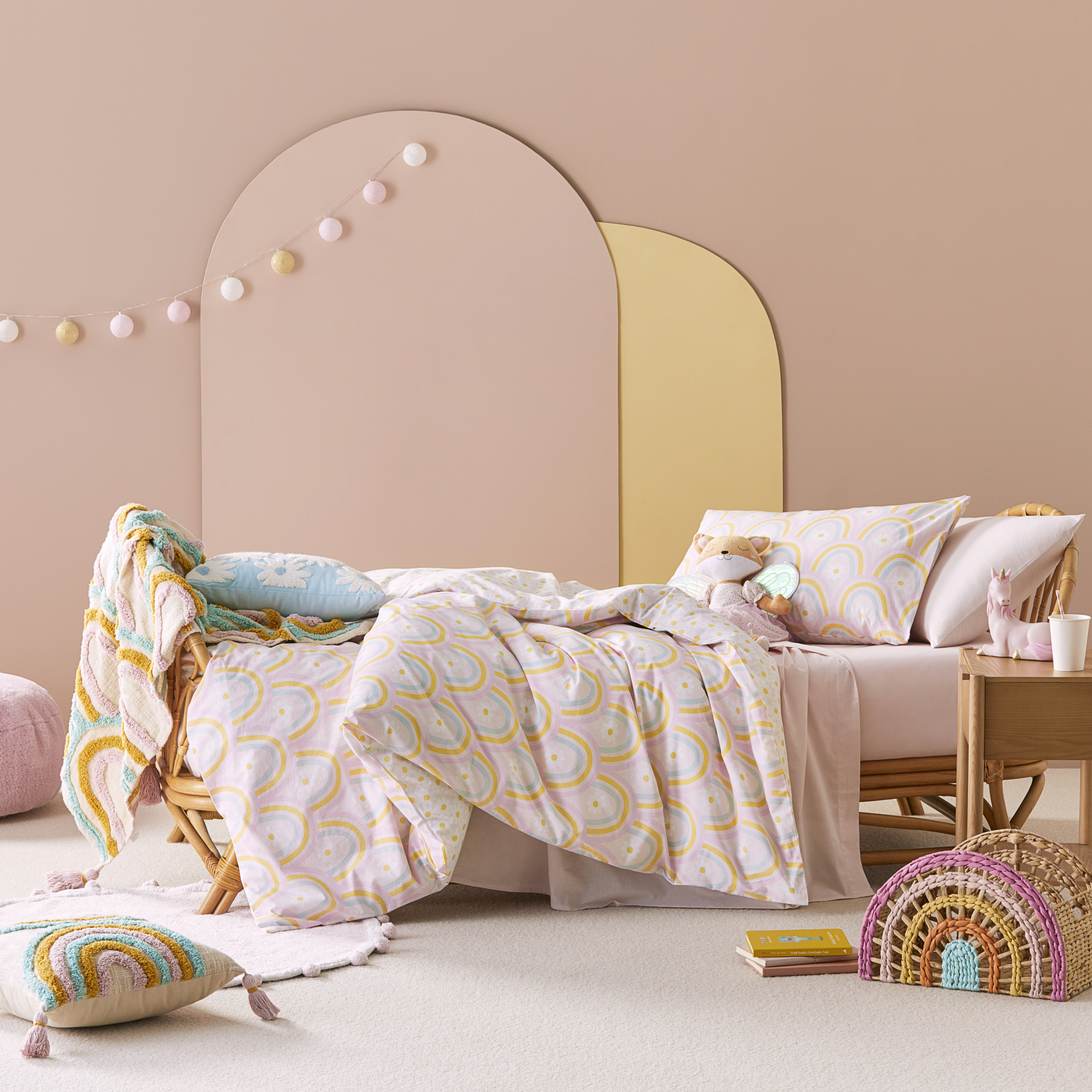 Adairs Kids Stonewashed Rainbow Daisy Multi Quilt Cover Adairs