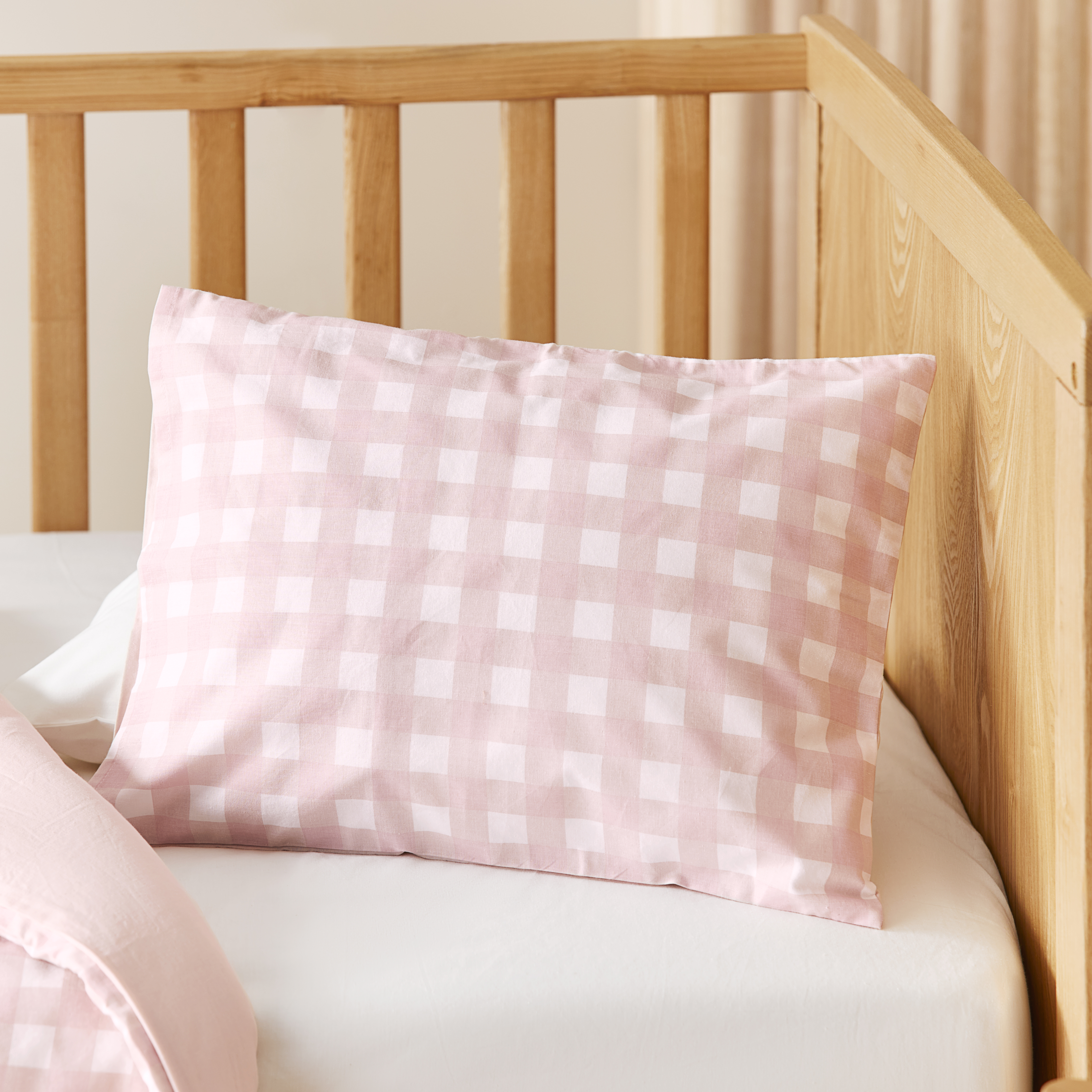 Adairs Kids Stonewashed Cotton Gingham Pink Lemonade Quilt Cover Set