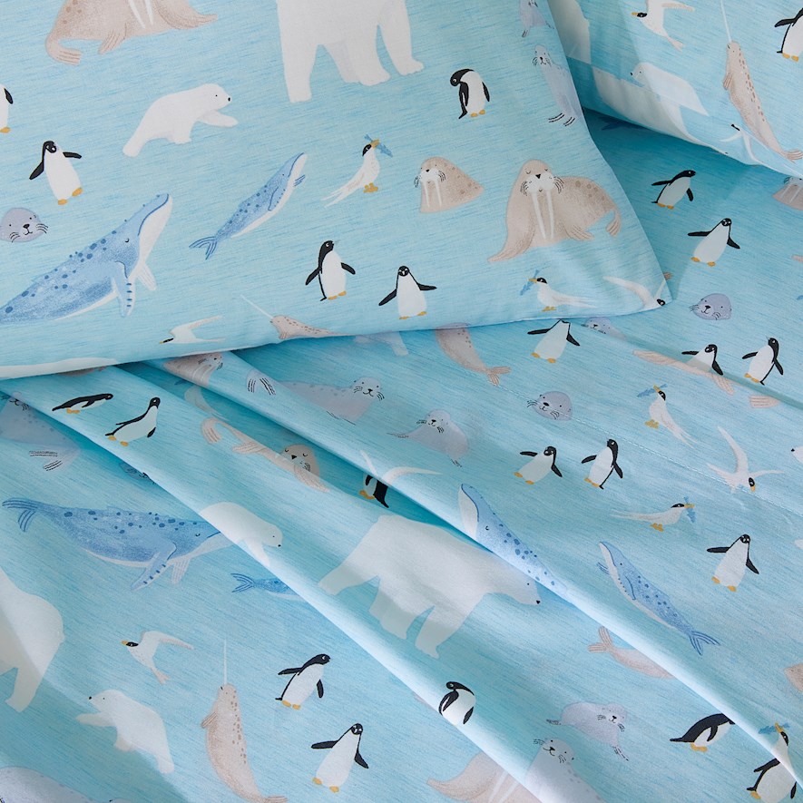 Adairs Kids Arctic Friends Iceberg Cot Sheet Set Adairs