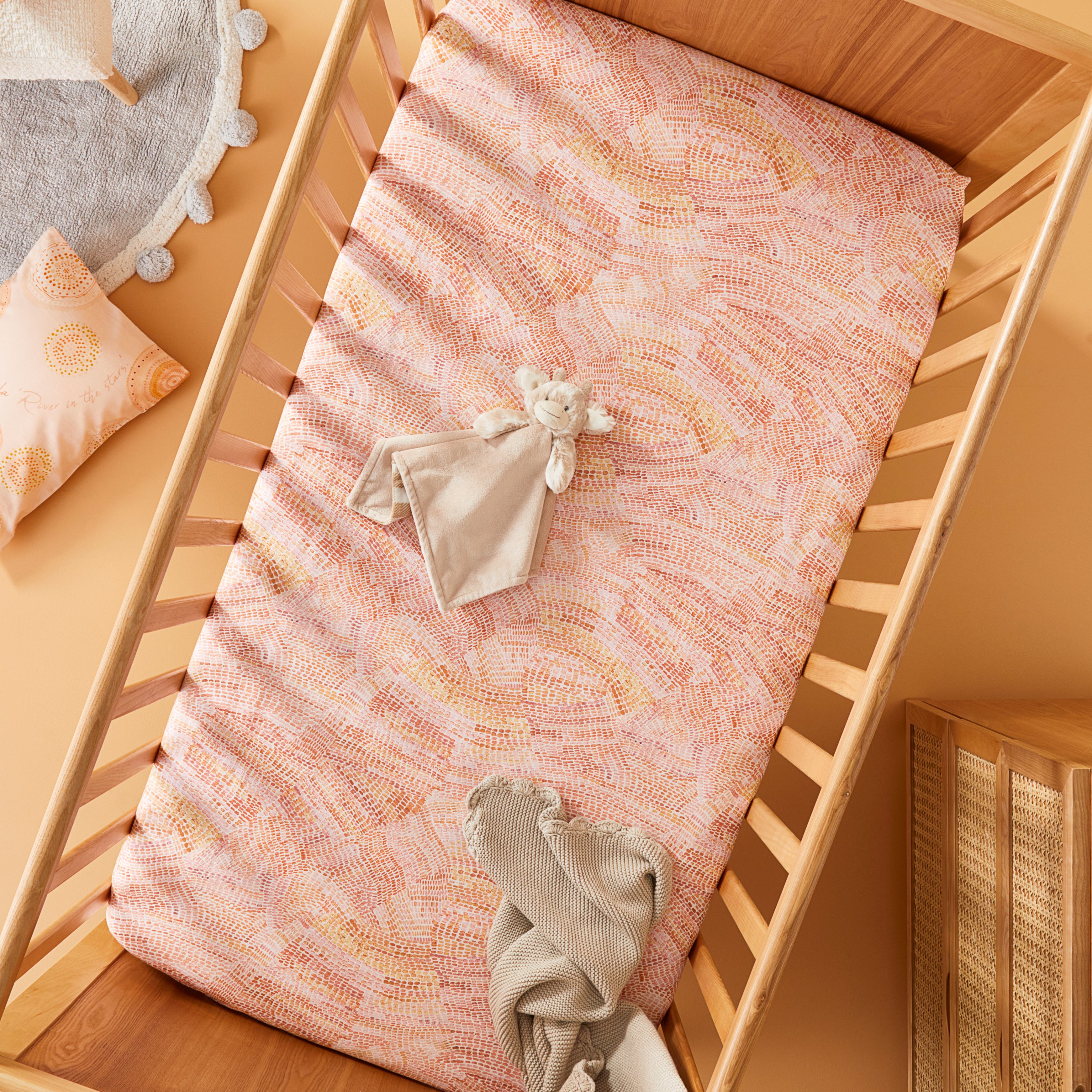 Coral fitted best sale crib sheet