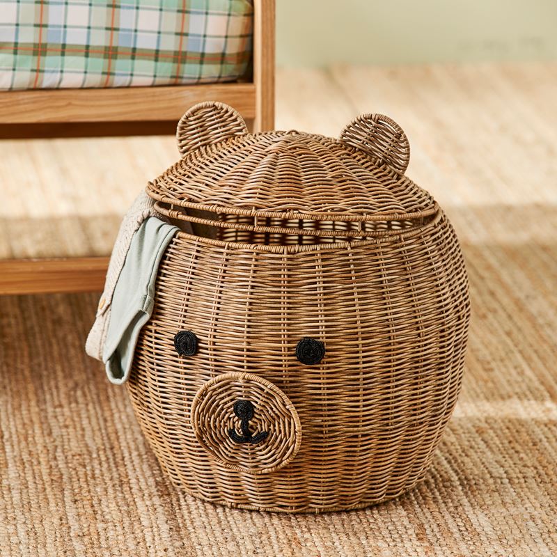 Adairs Kids - Kids Bear Natural Storage Basket, Kids Storage