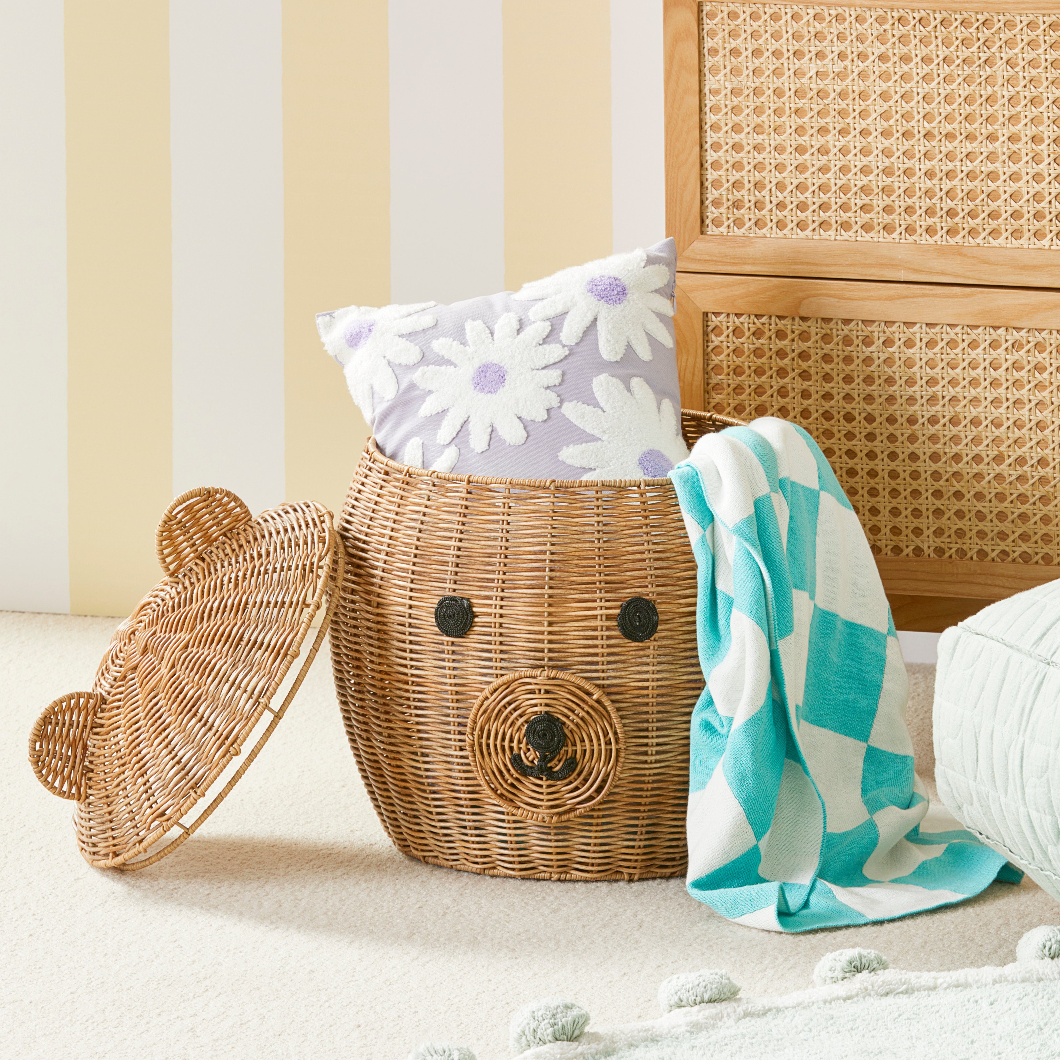 Adairs Kids Kids Bear Natural Storage Basket Kids Storage Adairs