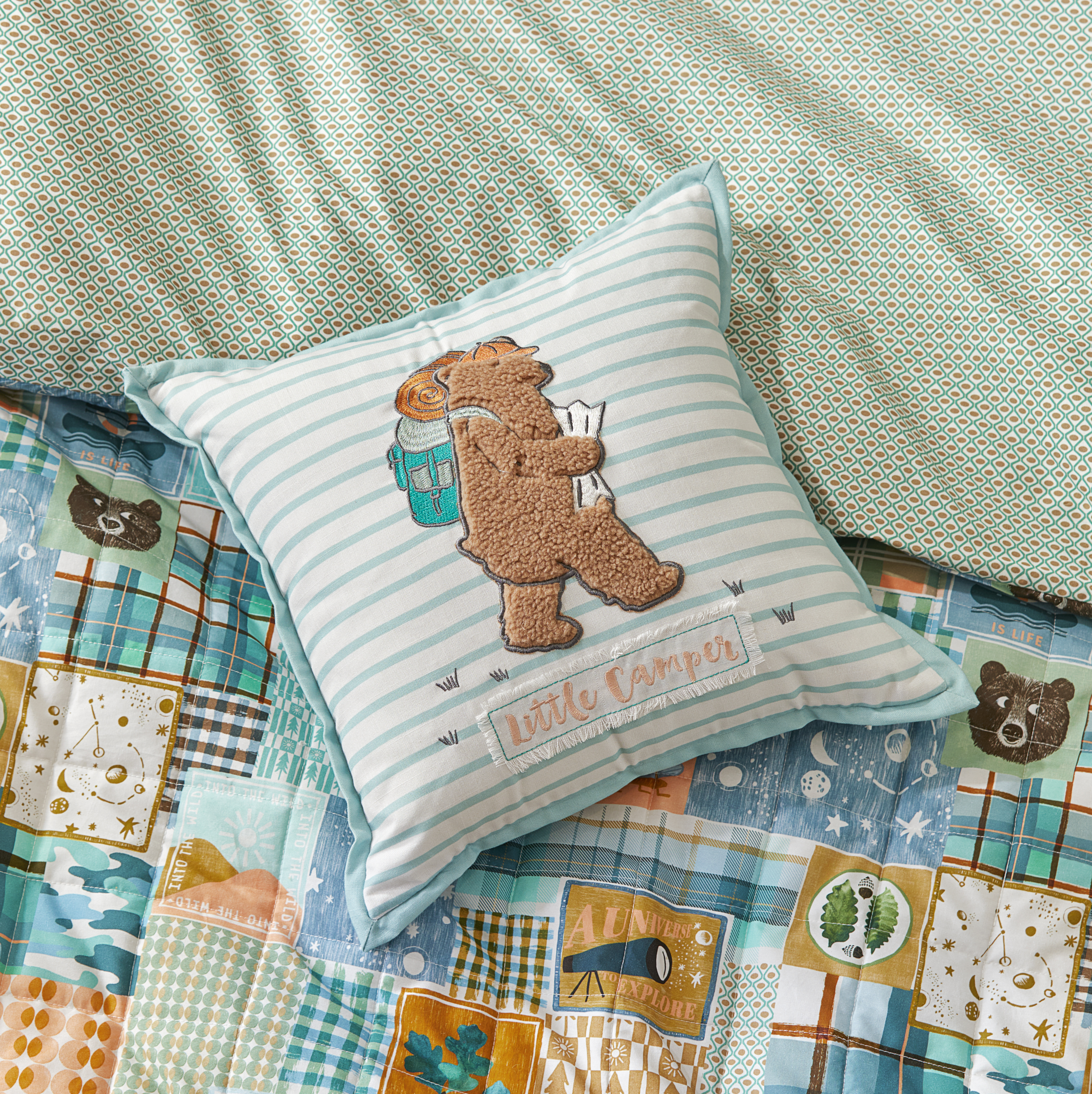 Adairs Kids Little Camper Bear Classic Cushion Adairs