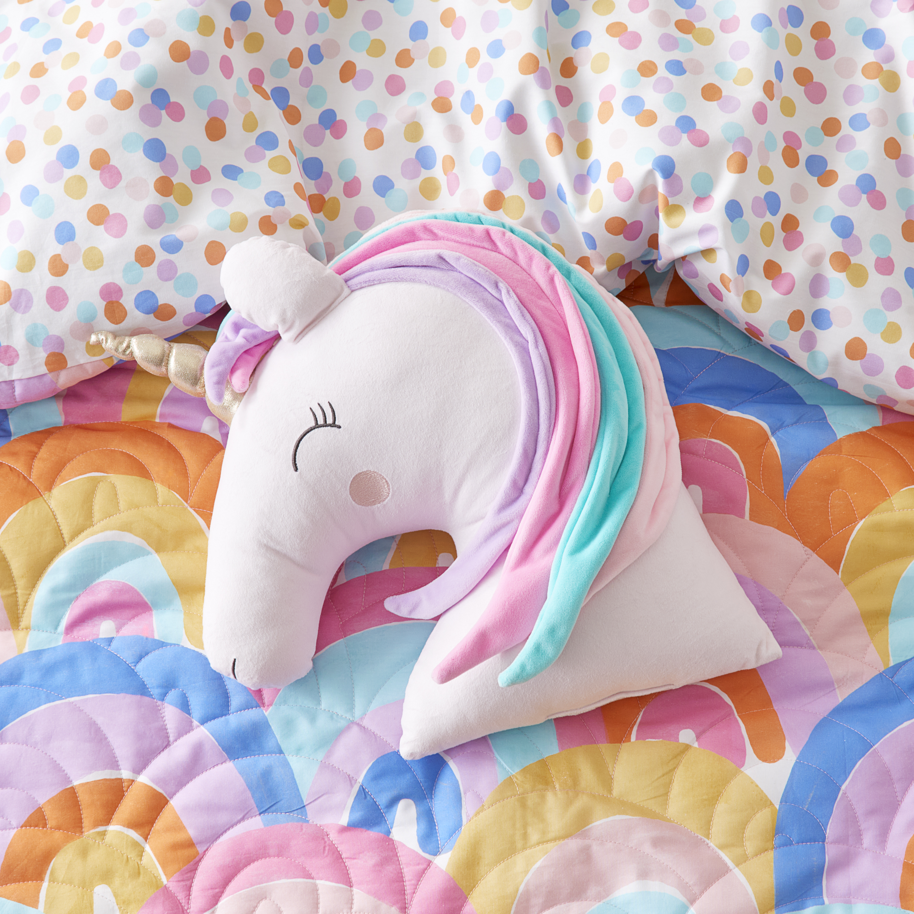 Unicorn rainbow pillow top