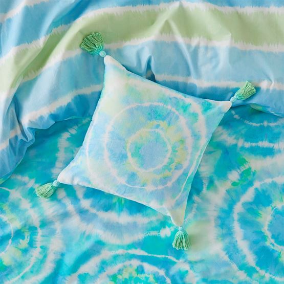 Zephyr Aqua Tie Dye Textured Cotton Cushion