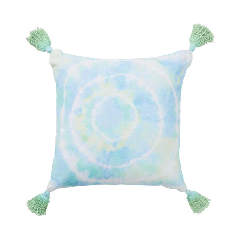 Adairs Kids Zephyr Aqua Tie Dye Textured Cotton Cushion Adairs