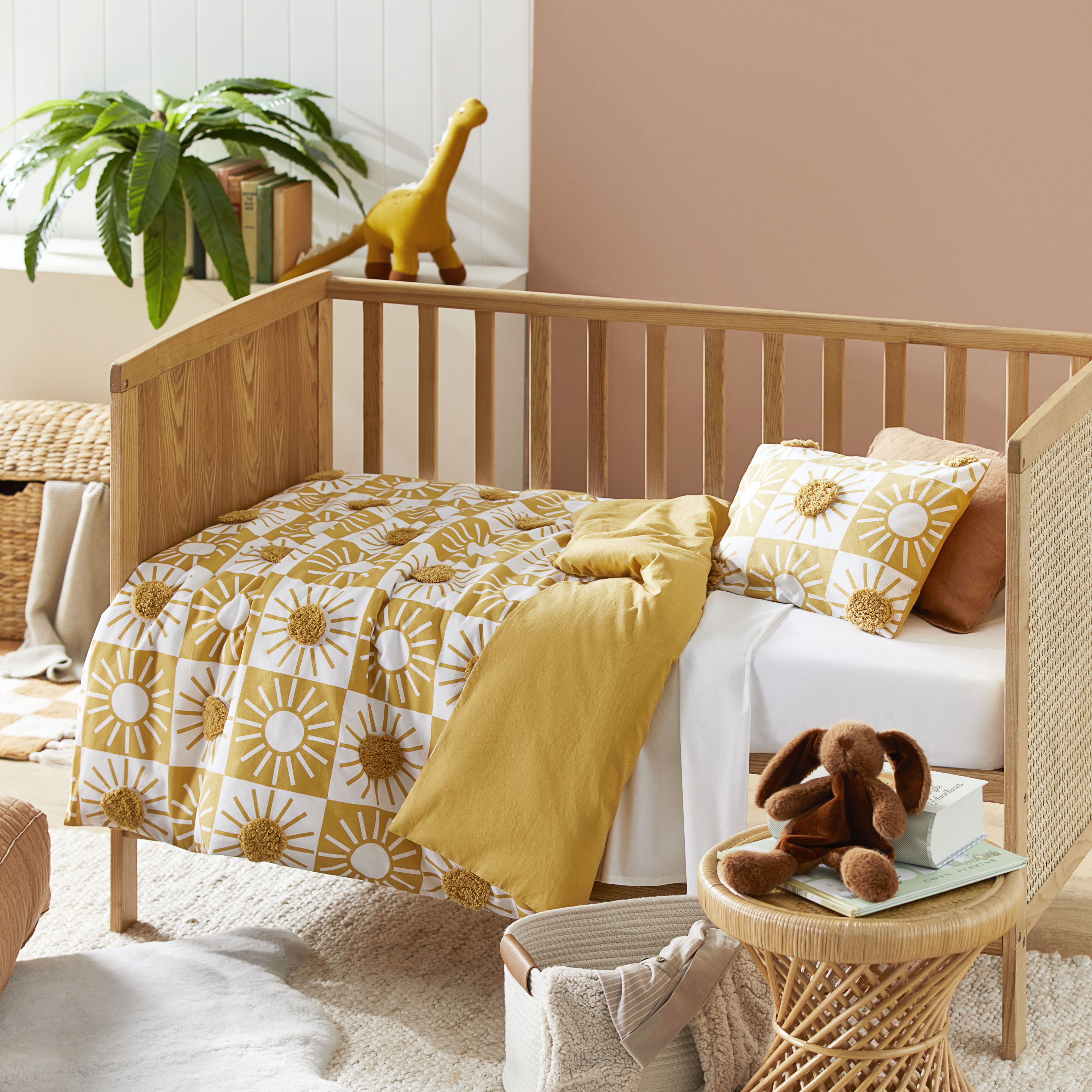 Adairs Kids Sonny Tufted Sunshine Cot Quilt Cover Set Adairs